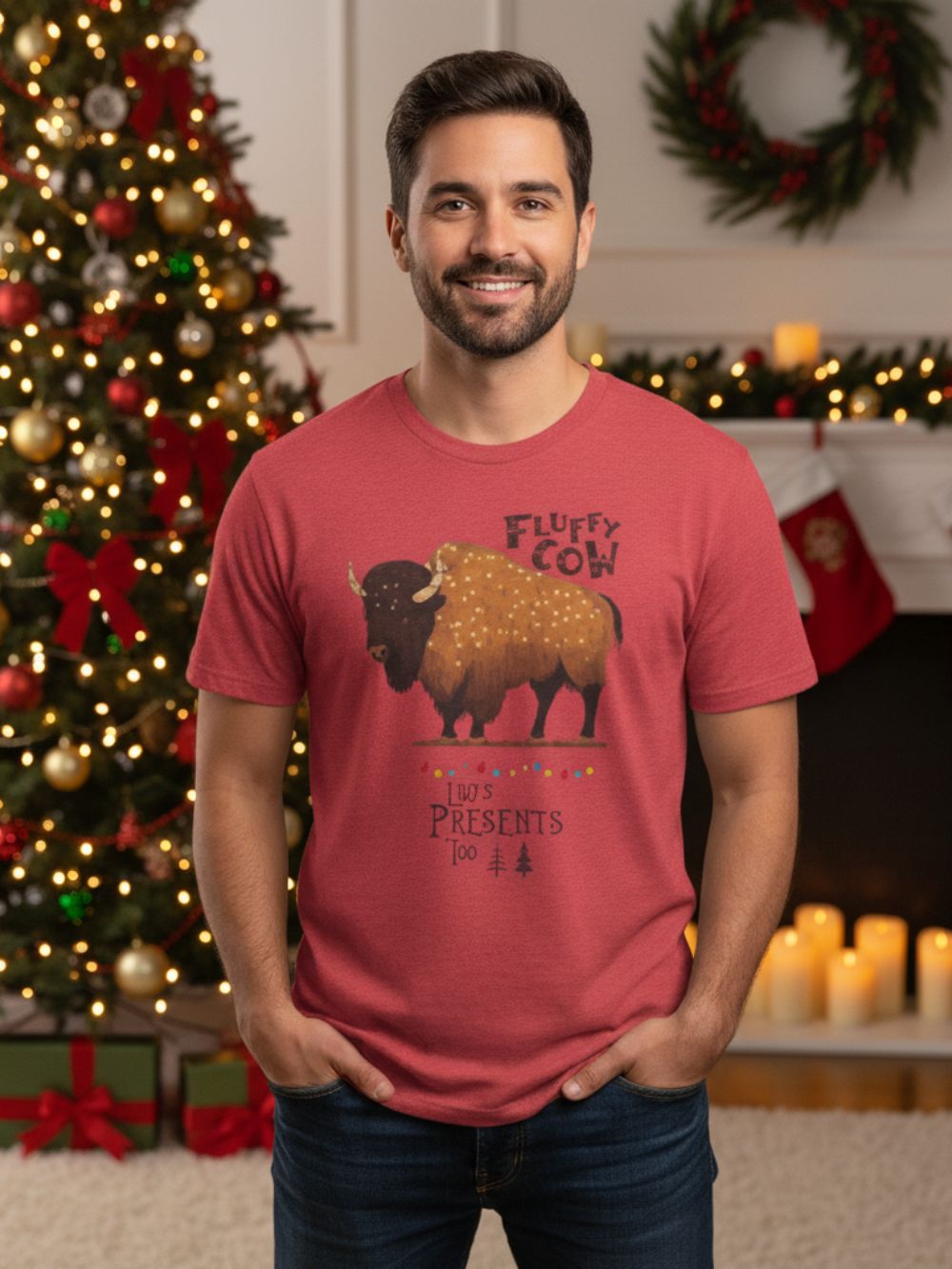 Fluffy Cow Christmas T-Shirt